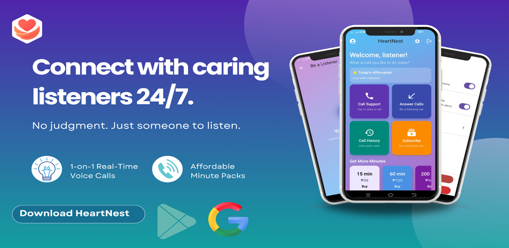 HeartNest app on phone